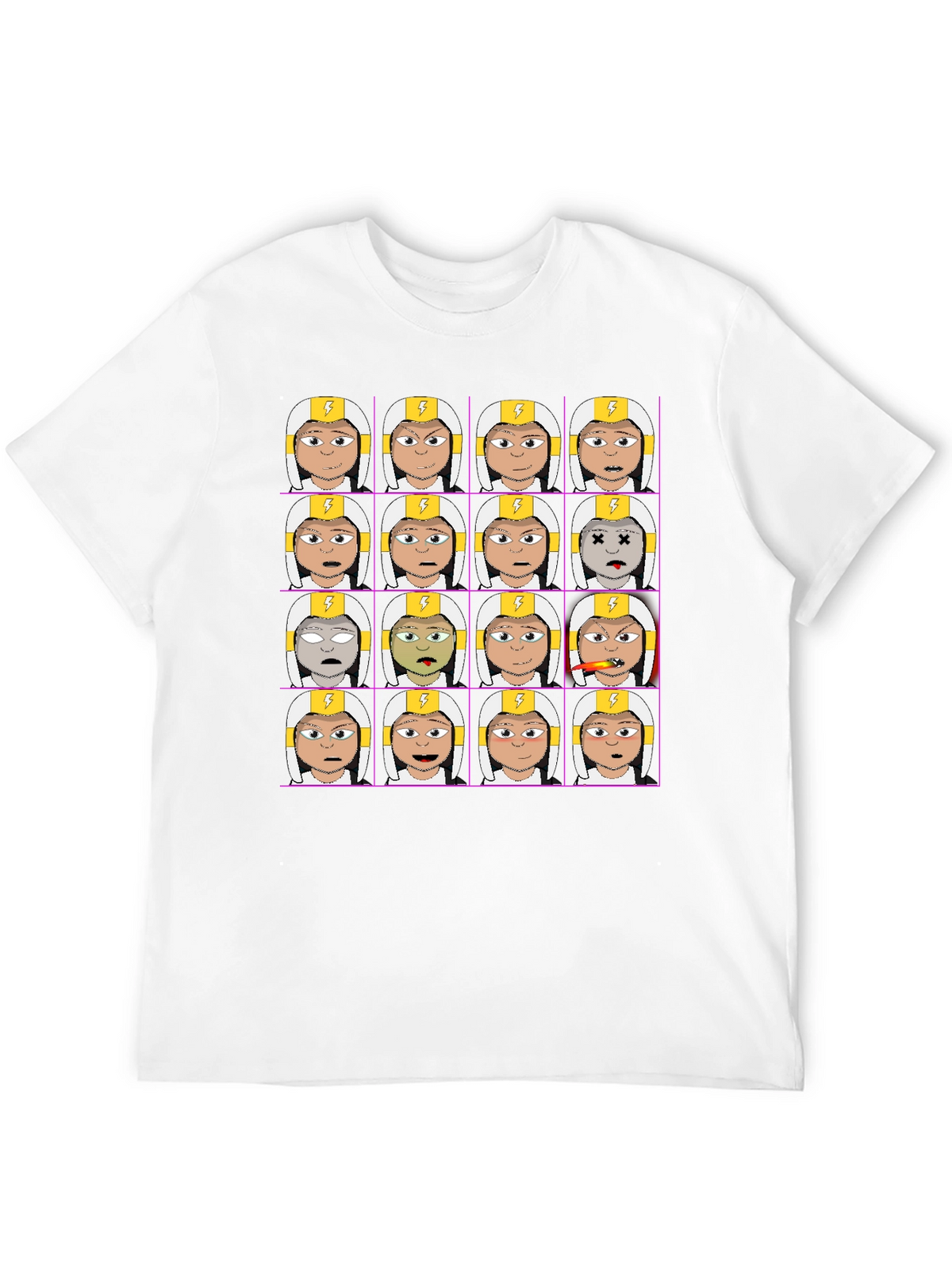 Funny Character Grid Print T-Shirt