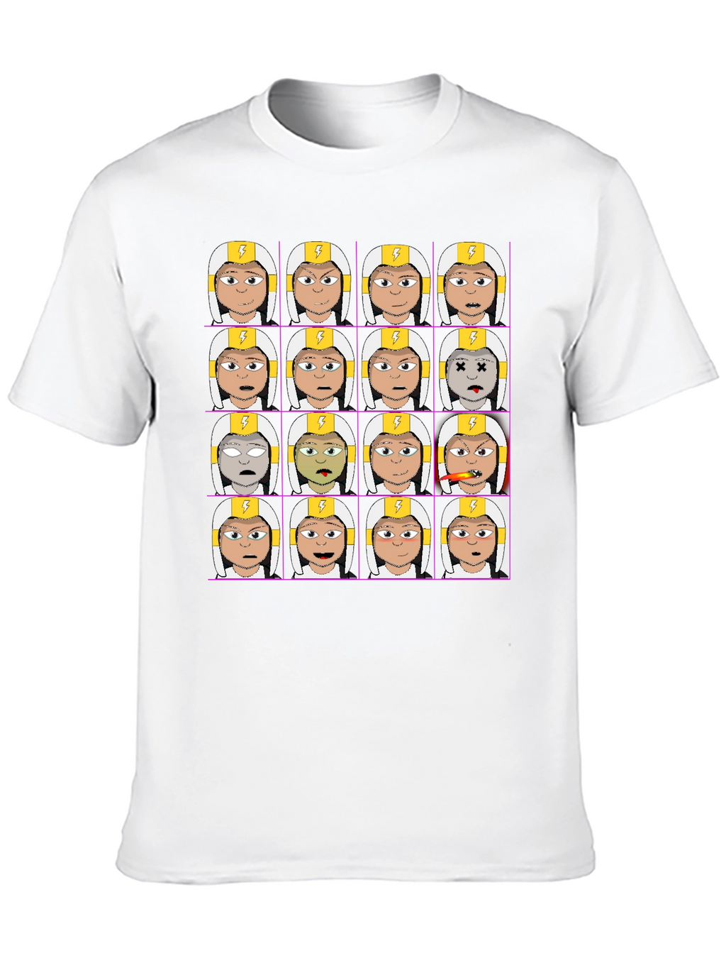 Funny Character Grid Print T-Shirt