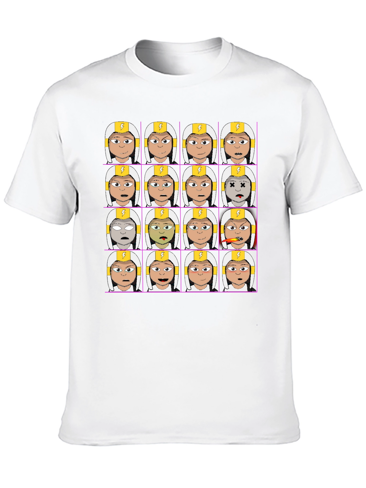 Funny Character Grid Print T-Shirt