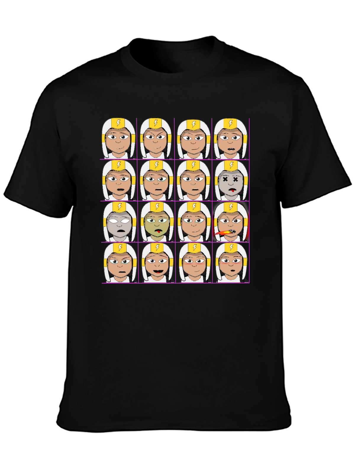 Funny Character Grid Print T-Shirt