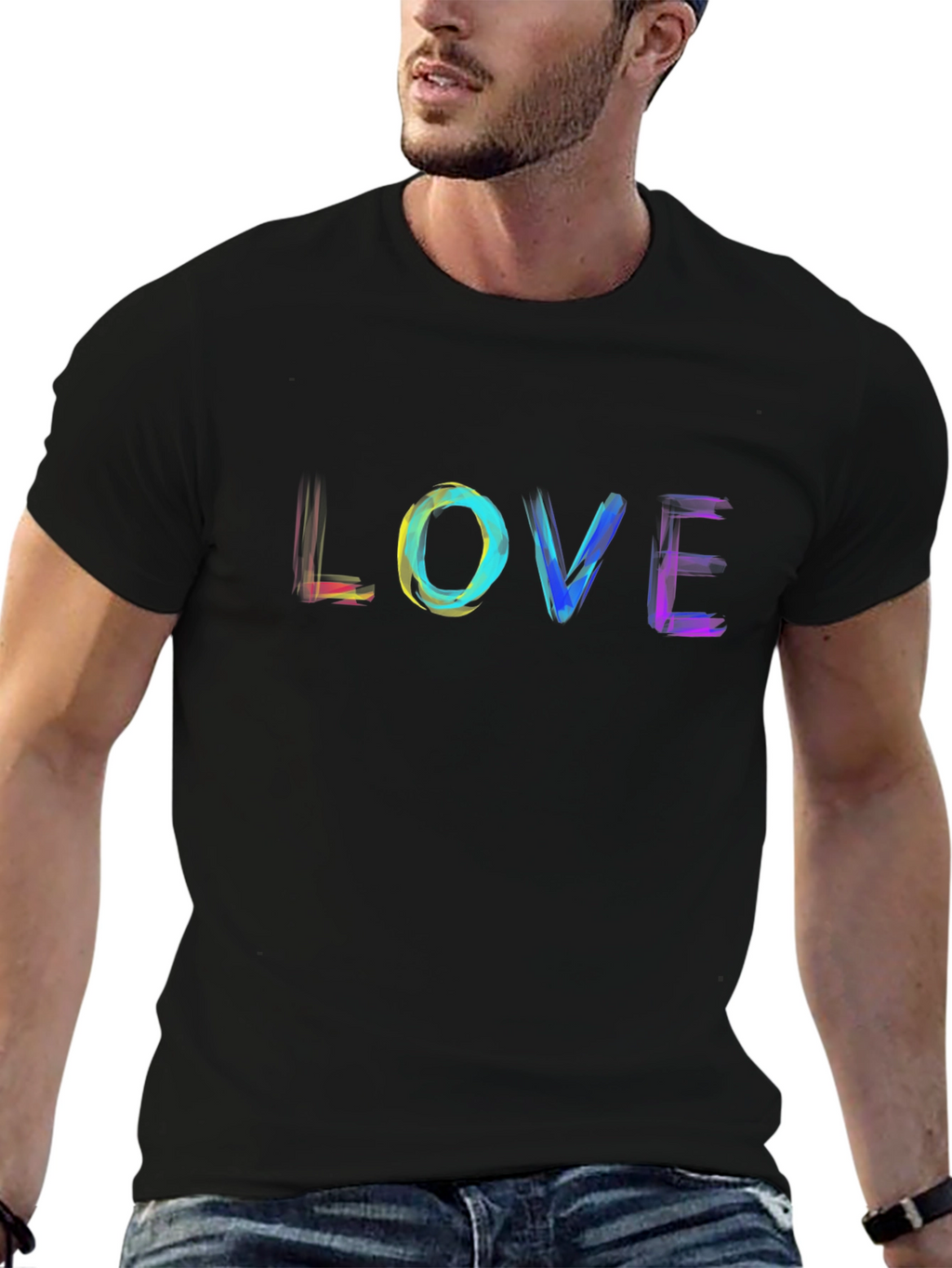 Rainbow LOVE Graphic Black T-Shirt