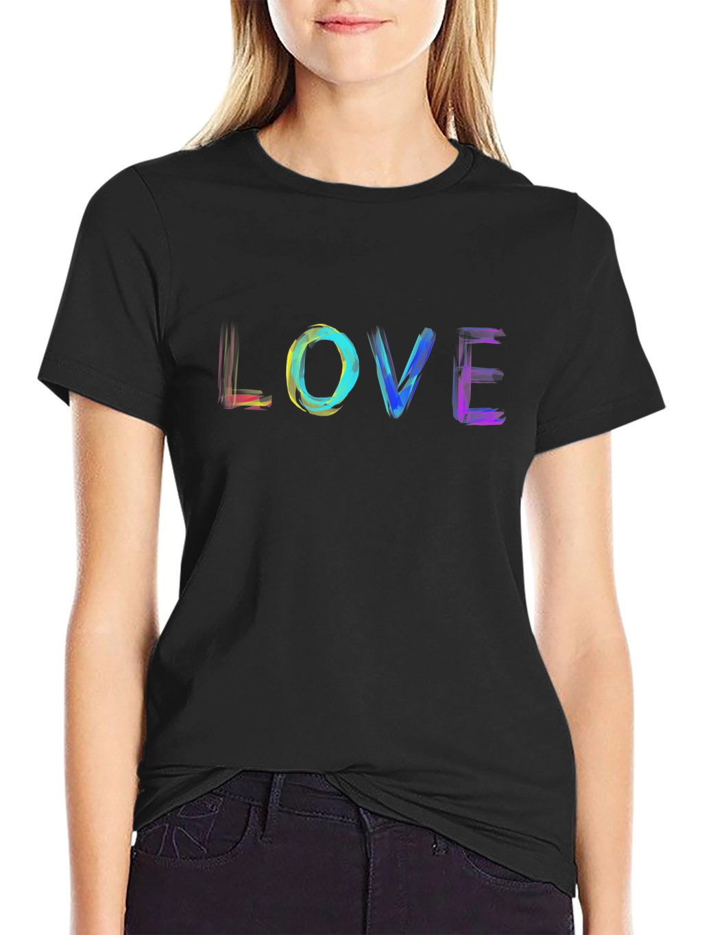 Rainbow LOVE Graphic Black T-Shirt