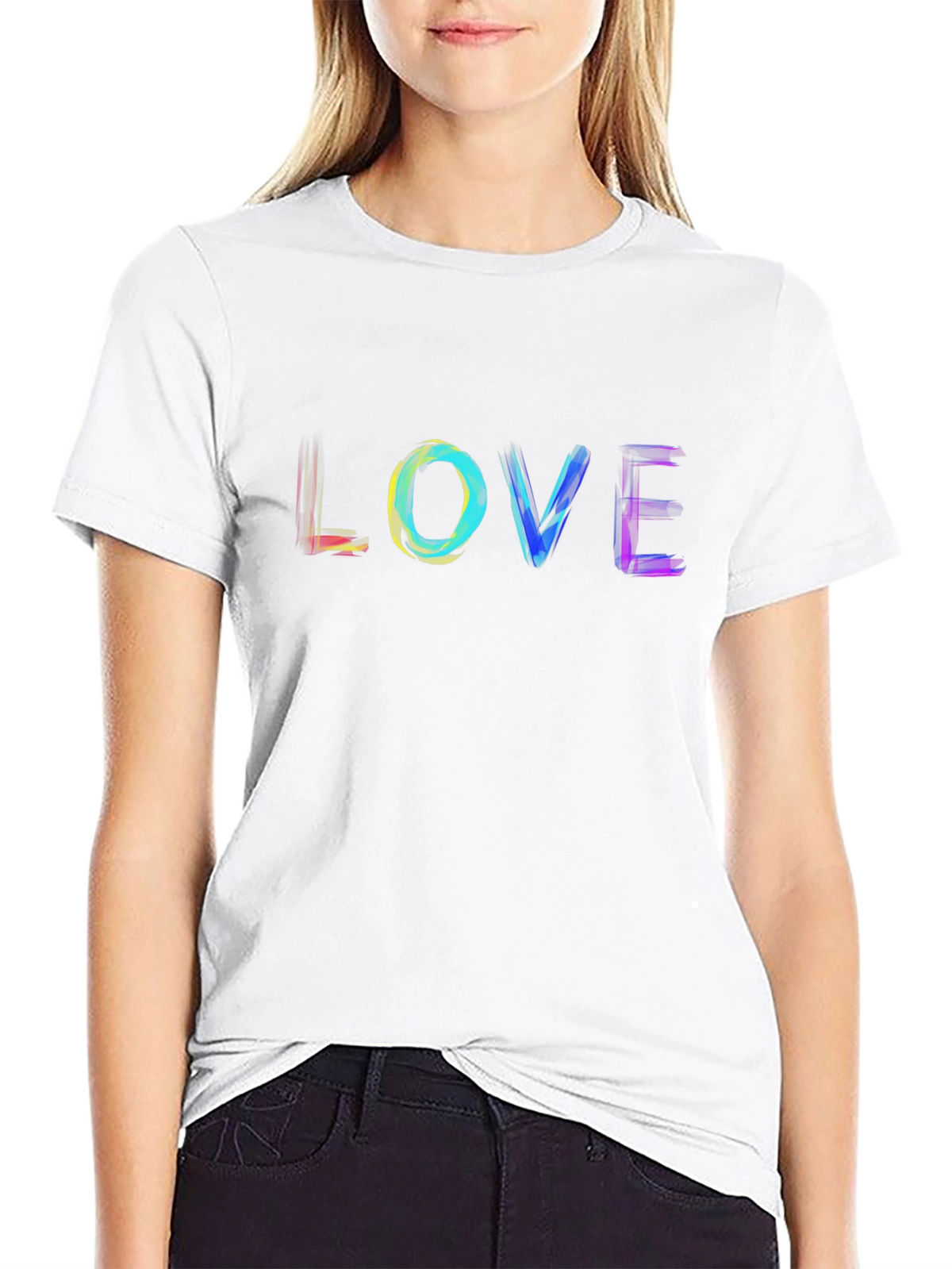 Rainbow LOVE Graphic Black T-Shirt