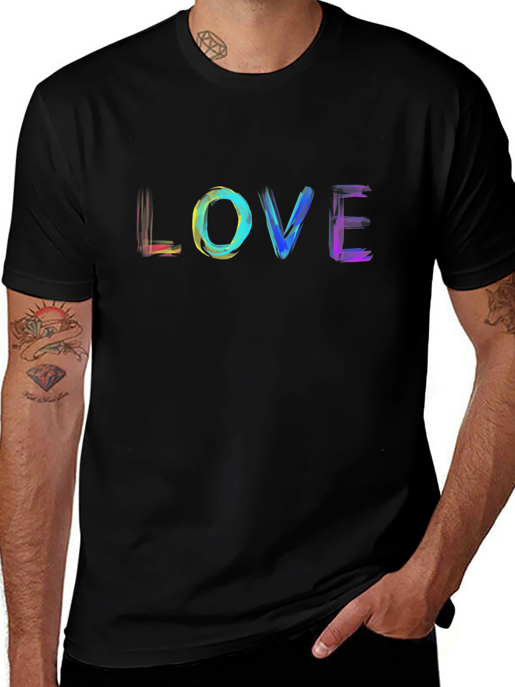 Rainbow LOVE Graphic Black T-Shirt