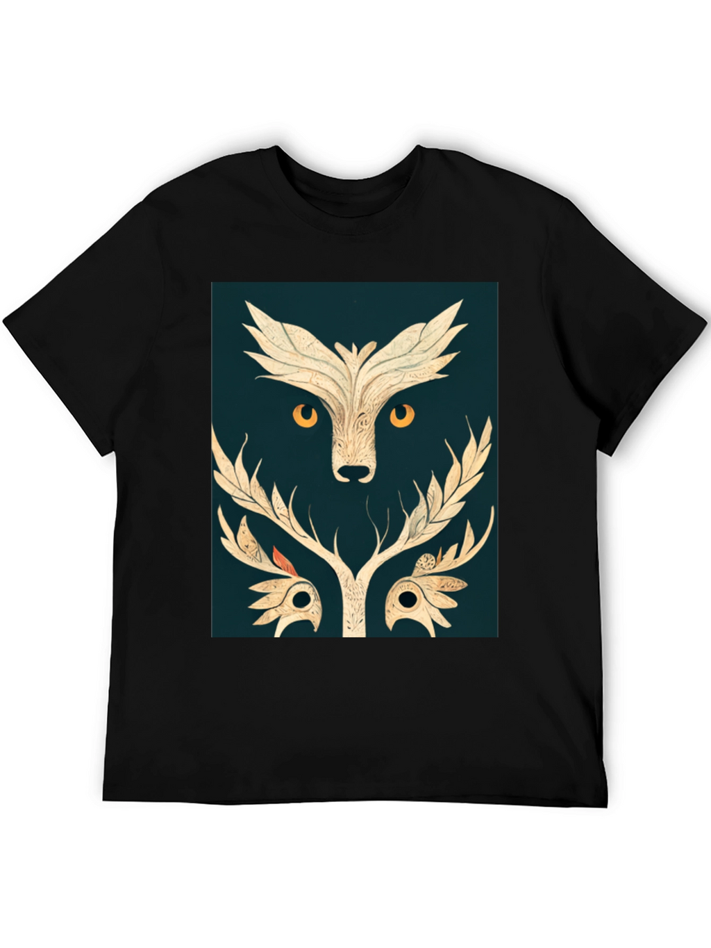 Abstract Owl Graphic Tee - Black
