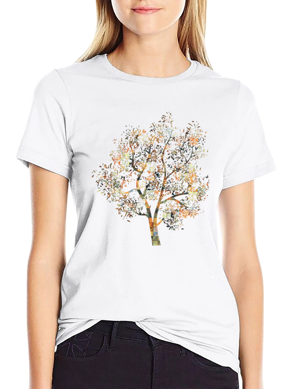 Abstract Tree Print Black T-Shirt