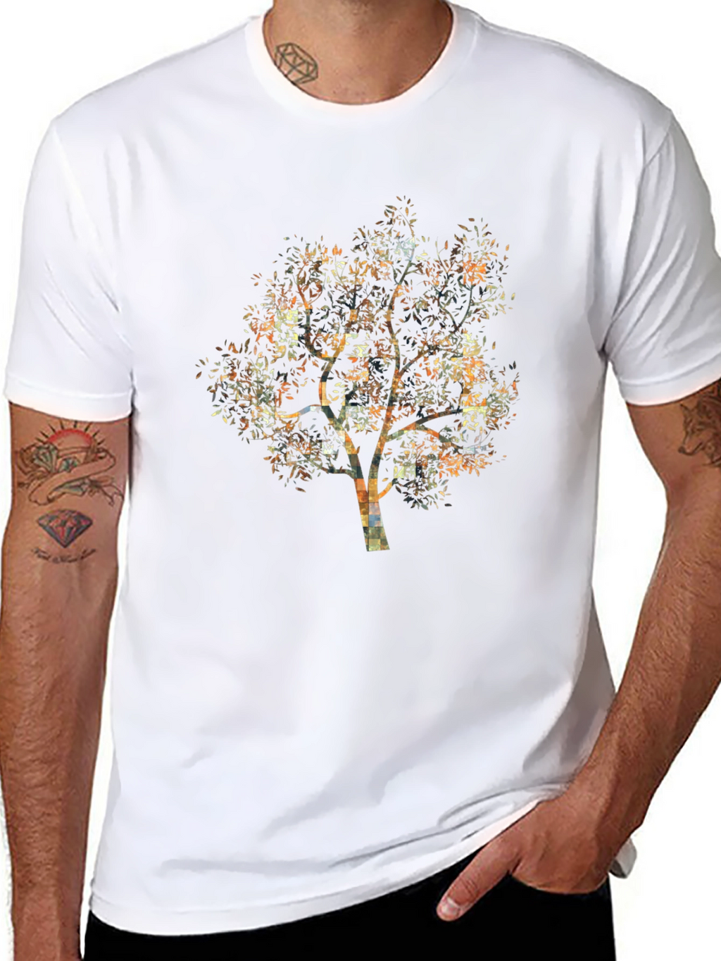 Abstract Tree Print Black T-Shirt