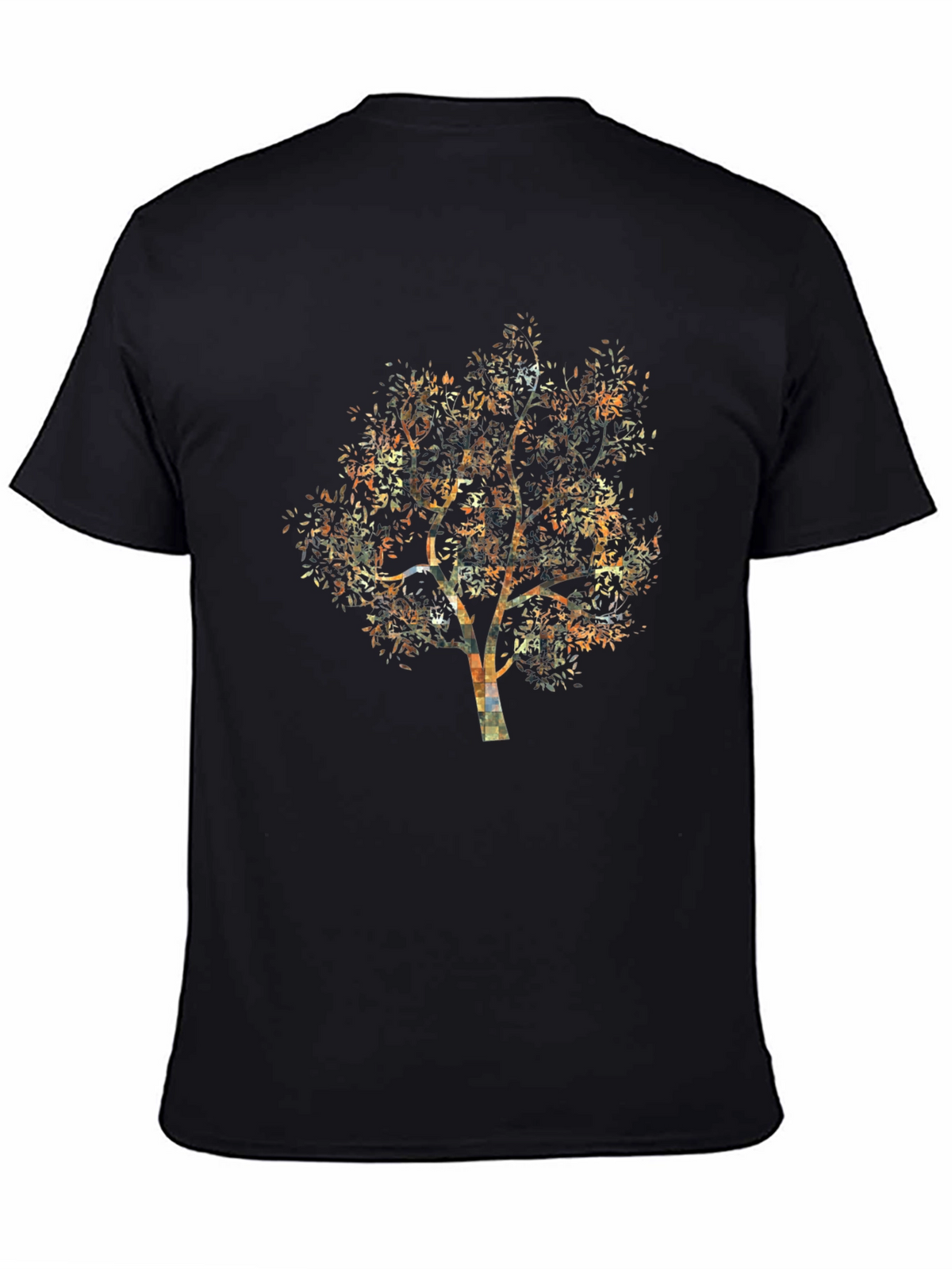 Abstract Tree Print Black T-Shirt