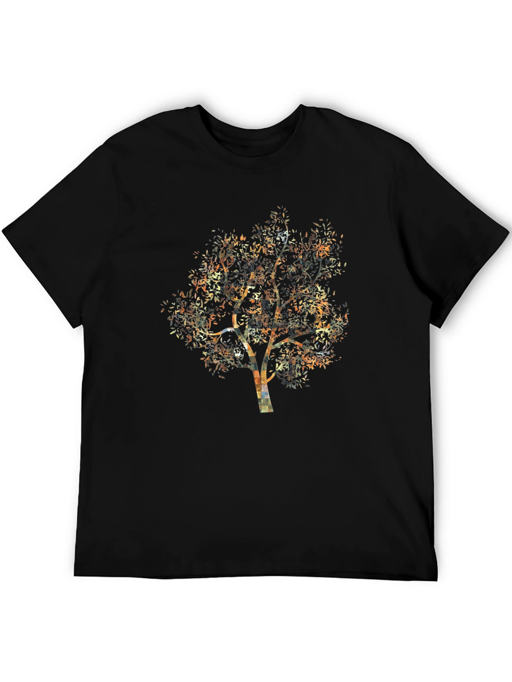 Abstract Tree Print Black T-Shirt