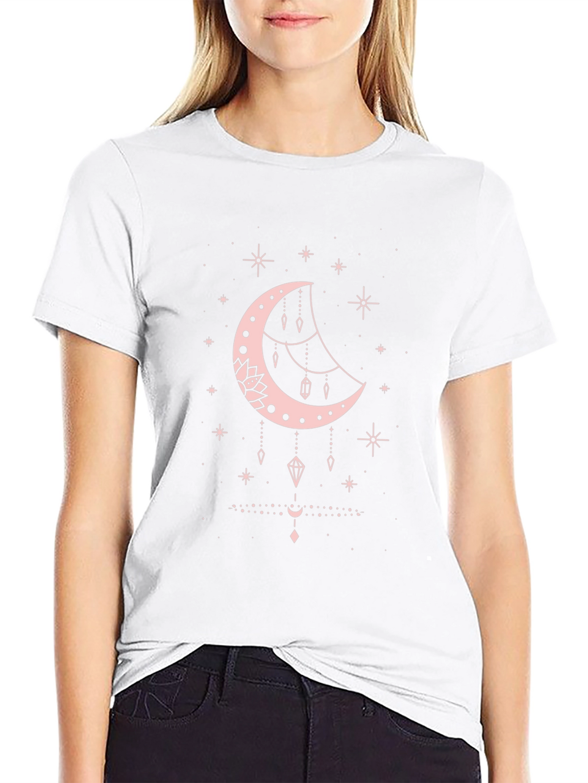 Celestial Moon Graphic Tee - Black