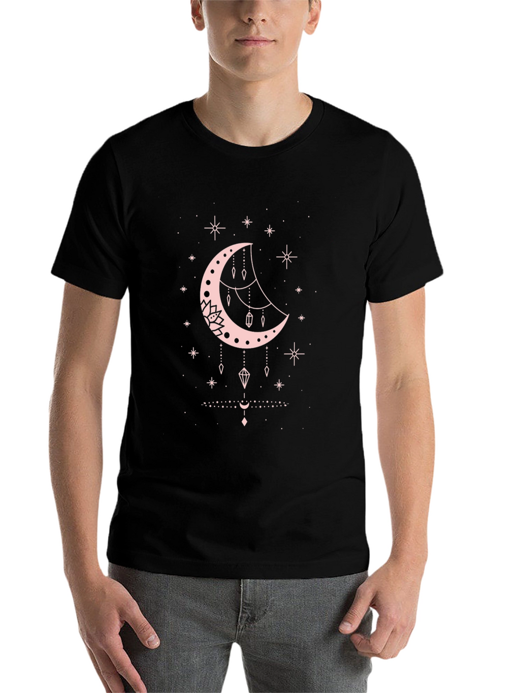 Celestial Moon Graphic Tee - Black