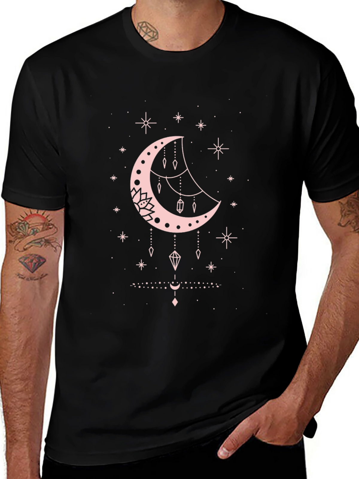 Celestial Moon Graphic Tee - Black
