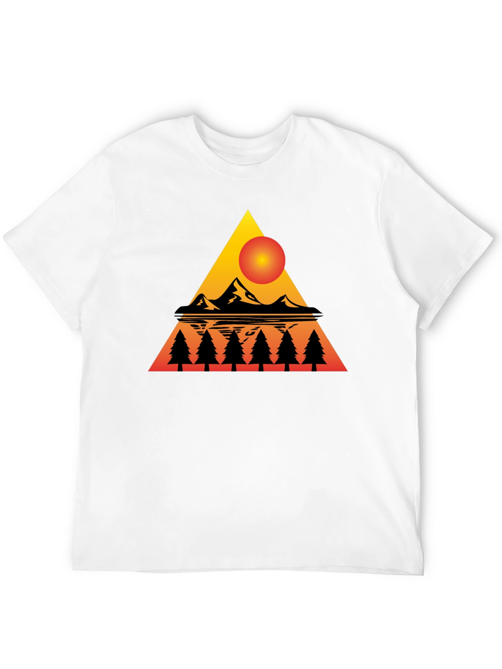 Sunset Mountain Triangle Graphic Tee - Black