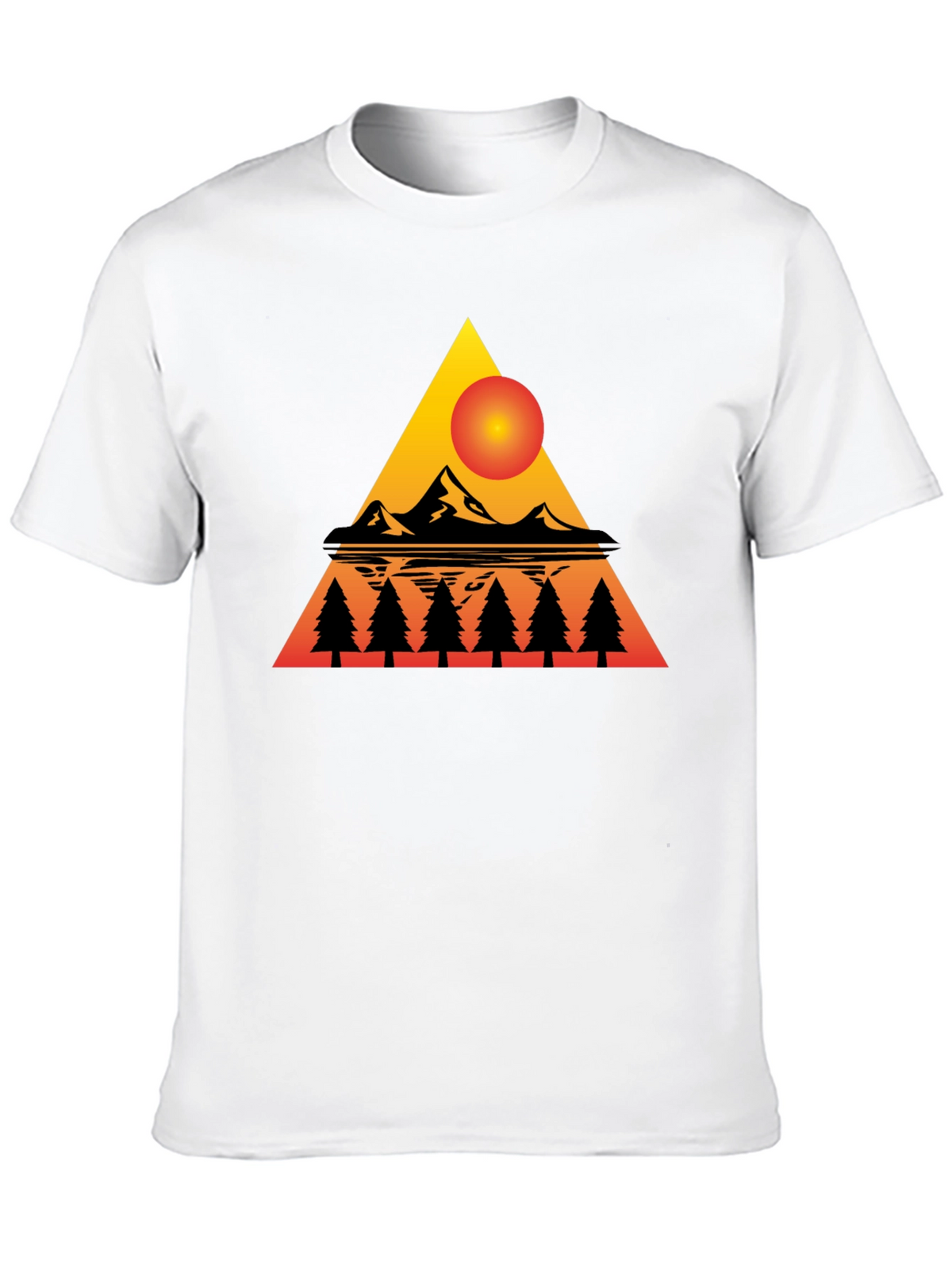 Sunset Mountain Triangle Graphic Tee - Black