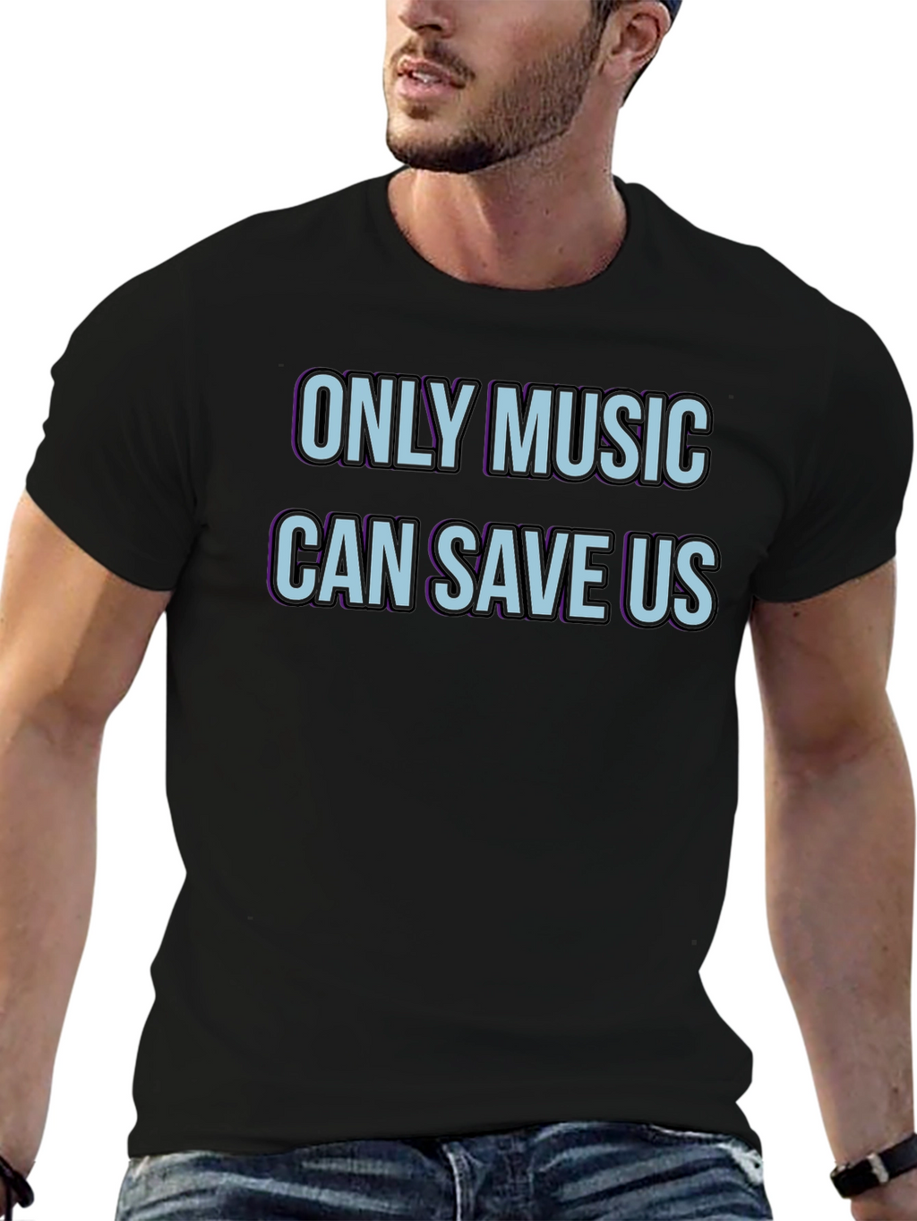 Only Music Can Save Us Black Graphic Tee