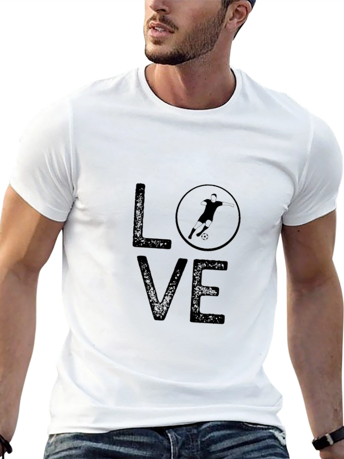 Love Soccer Graphic Tee - Black Crew Neck T-Shirt