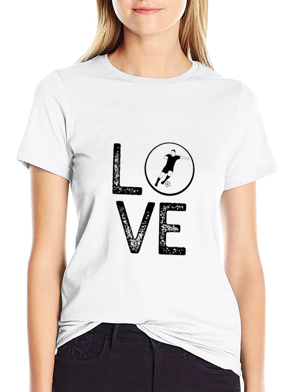 Love Soccer Graphic Tee - Black Crew Neck T-Shirt