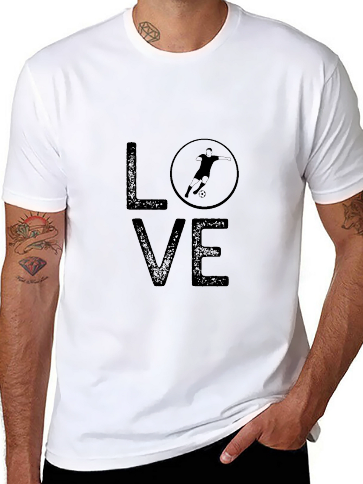 Love Soccer Graphic Tee - Black Crew Neck T-Shirt