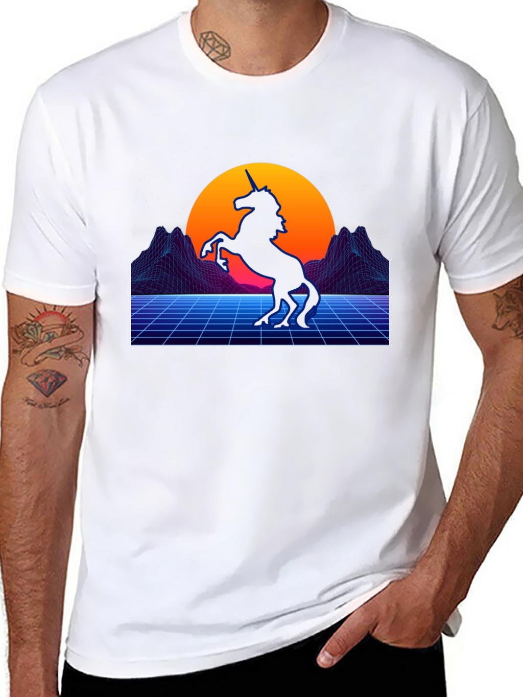 Retro Unicorn T-Shirt - Synthwave Style