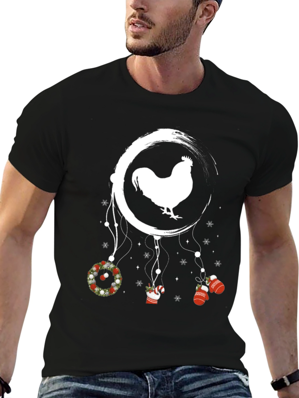 Festive Rooster Dreamcatcher Graphic Tee
