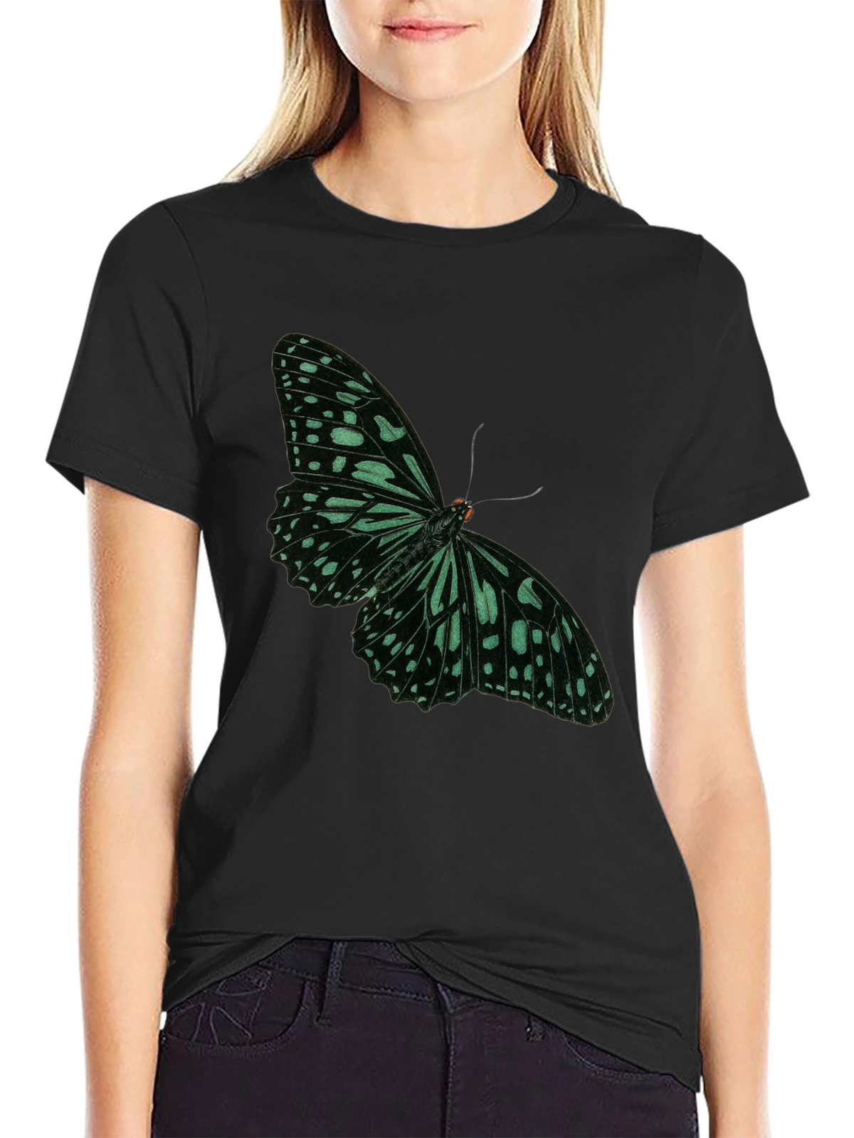 Butterfly Graphic Tee - Black Cotton Blend