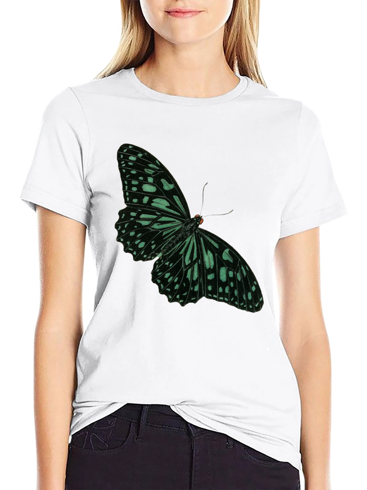 Butterfly Graphic Tee - Black Cotton Blend