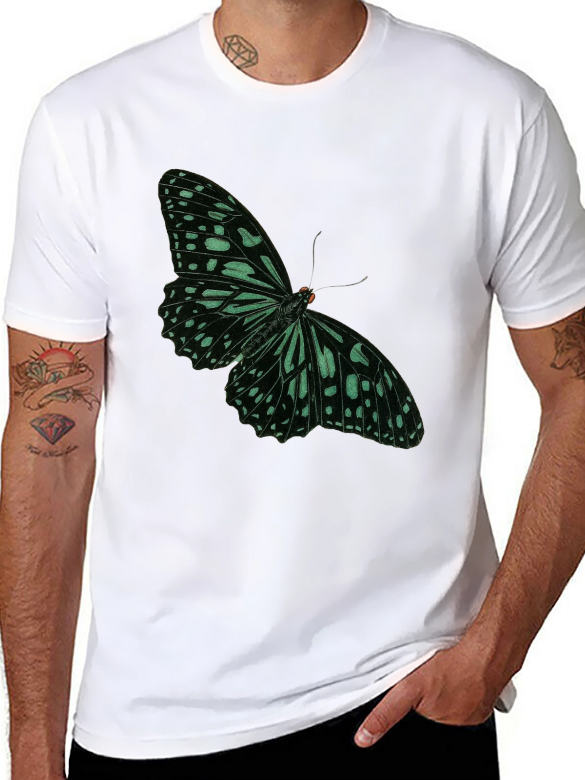 Butterfly Graphic Tee - Black Cotton Blend