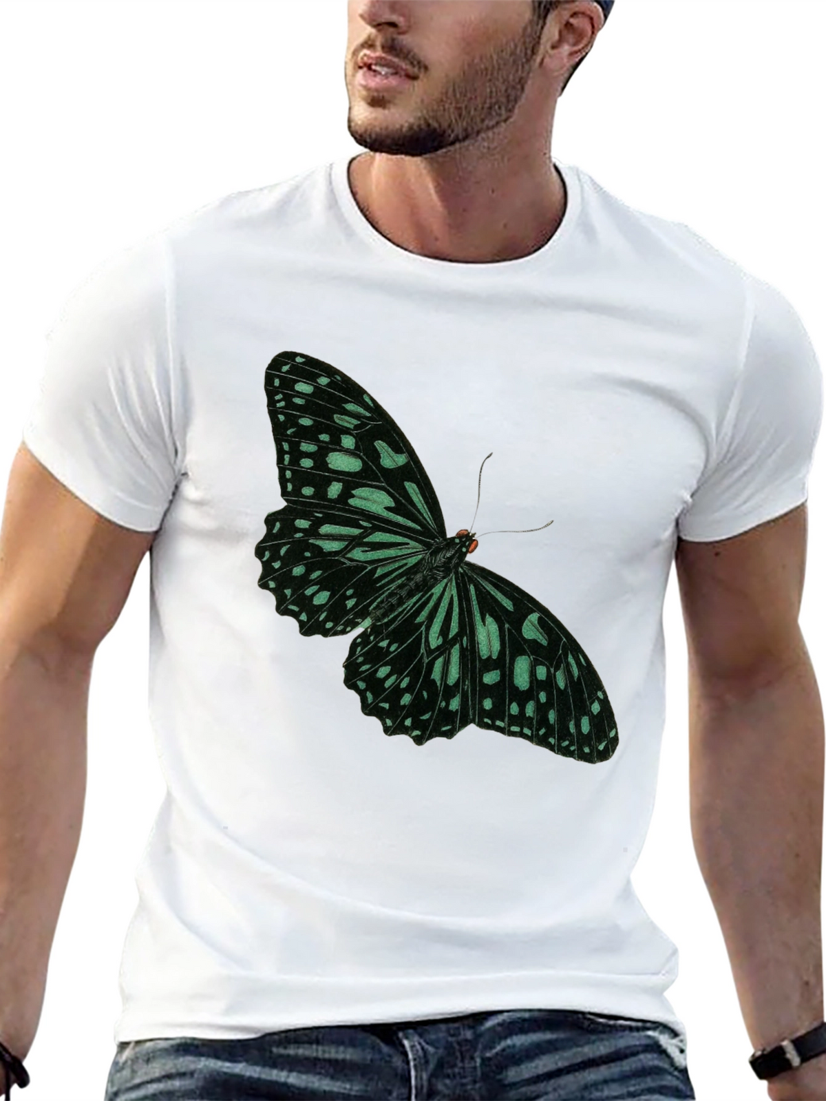Butterfly Graphic Tee - Black Cotton Blend