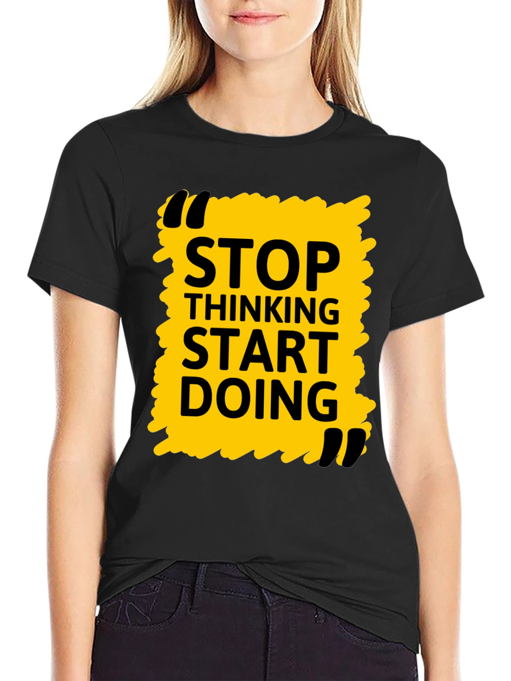 Stop Thinking Start Doing Black Graphic Tee