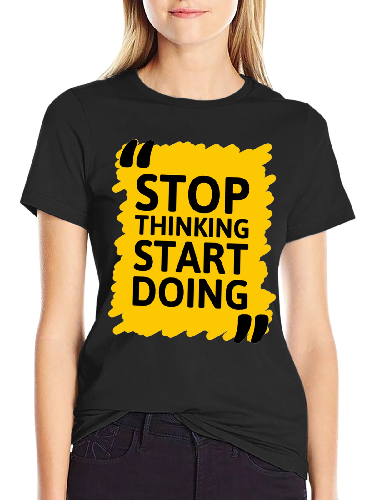 Stop Thinking Start Doing Black Graphic Tee