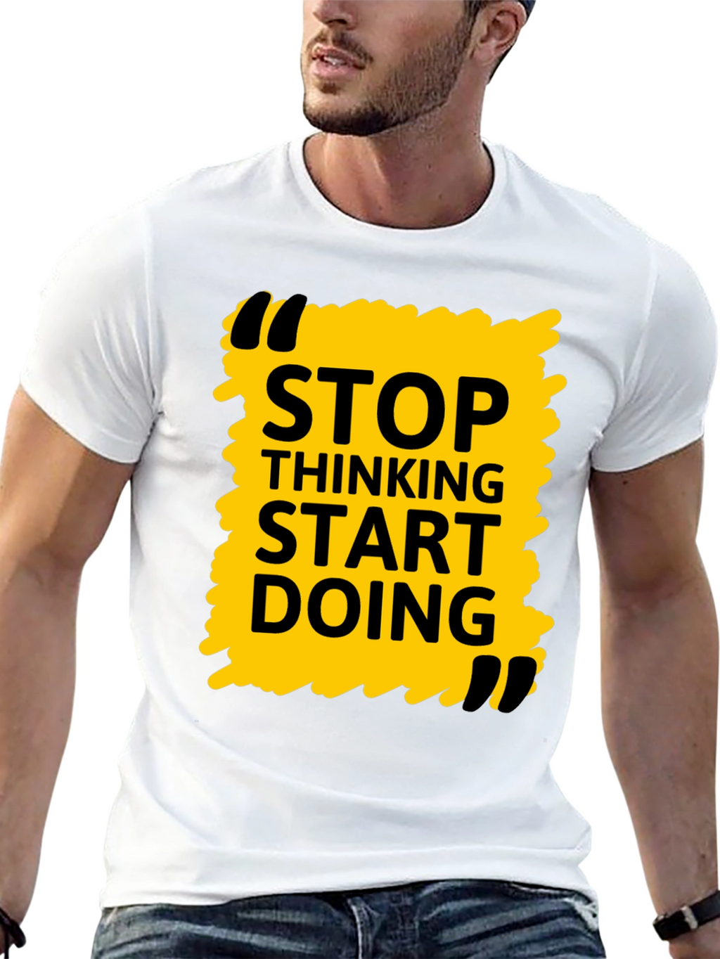Stop Thinking Start Doing Black Graphic Tee