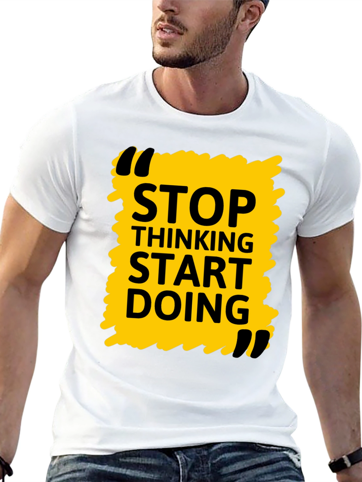 Stop Thinking Start Doing Black Graphic Tee