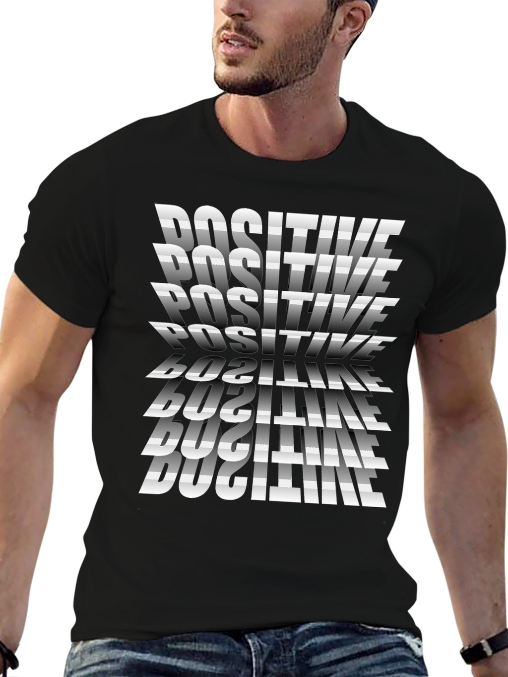 Positive Graphic Print Tee - Stylish Black T-Shirt