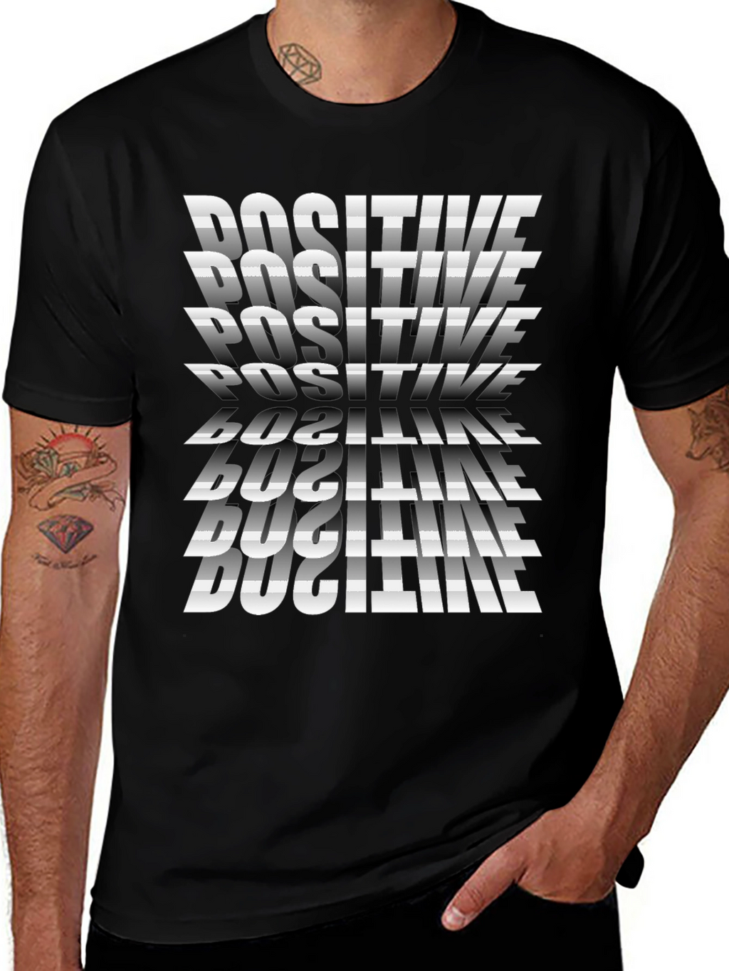 Positive Graphic Print Tee - Stylish Black T-Shirt