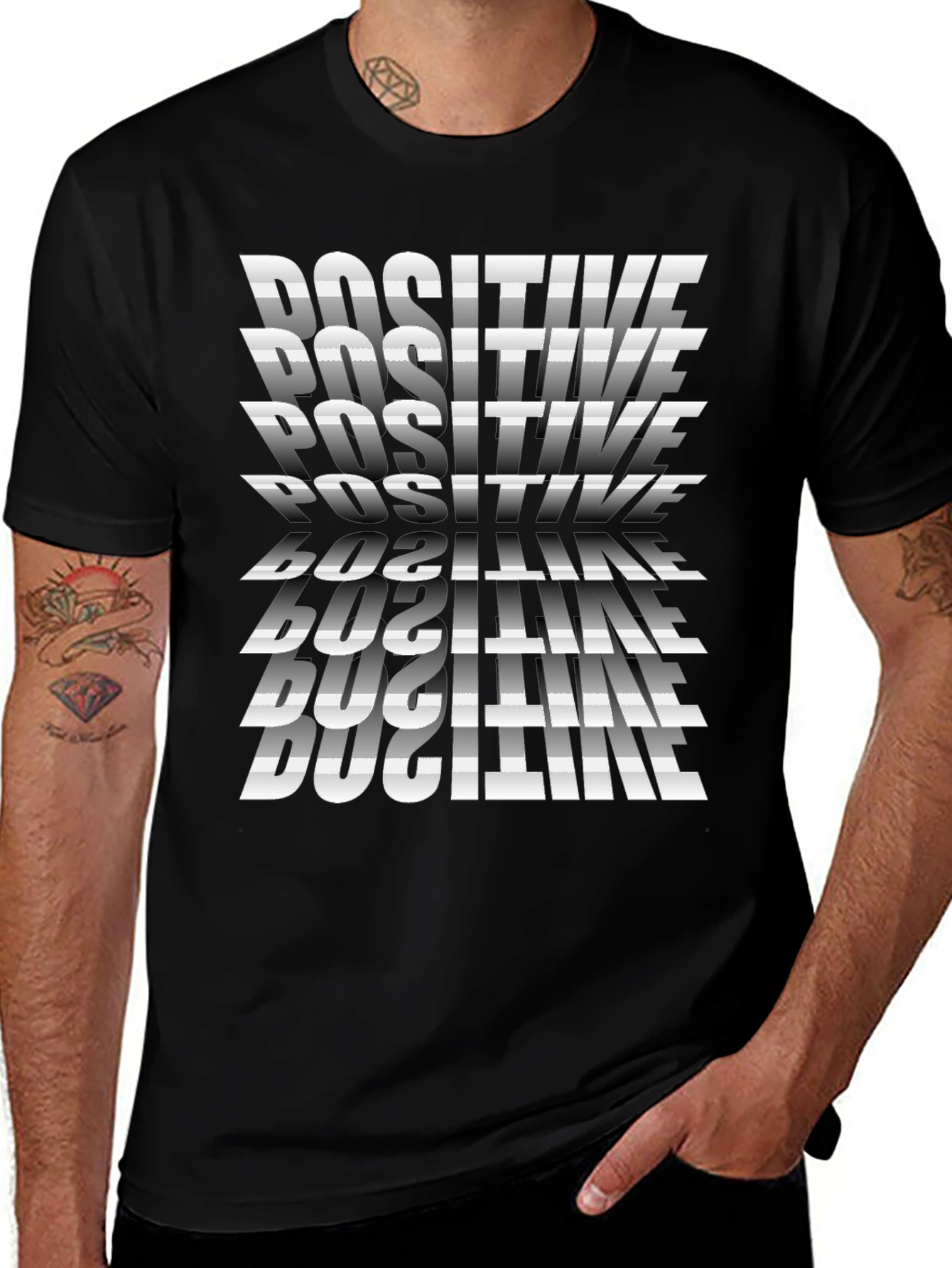 Positive Graphic Print Tee - Stylish Black T-Shirt