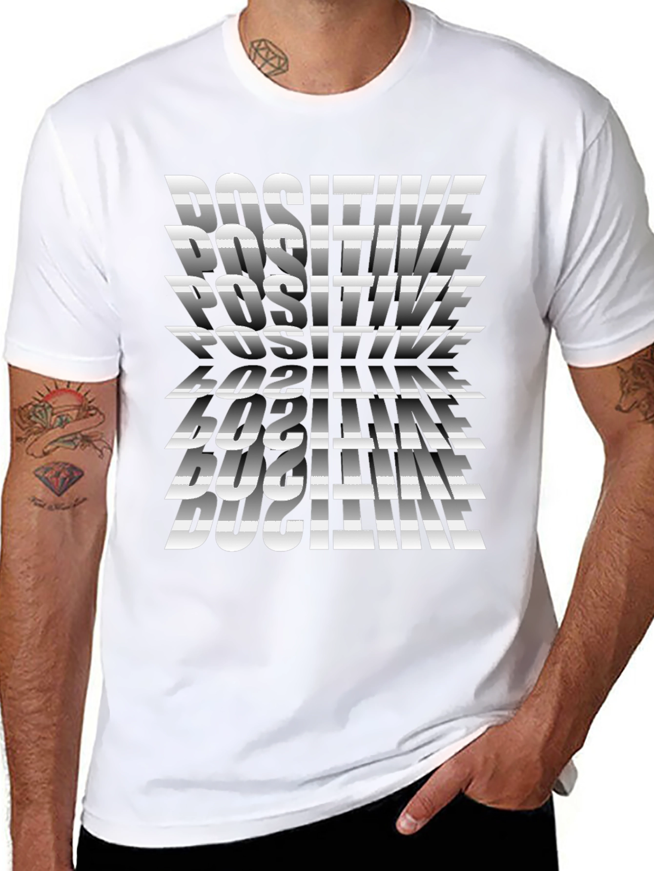 Positive Graphic Print Tee - Stylish Black T-Shirt