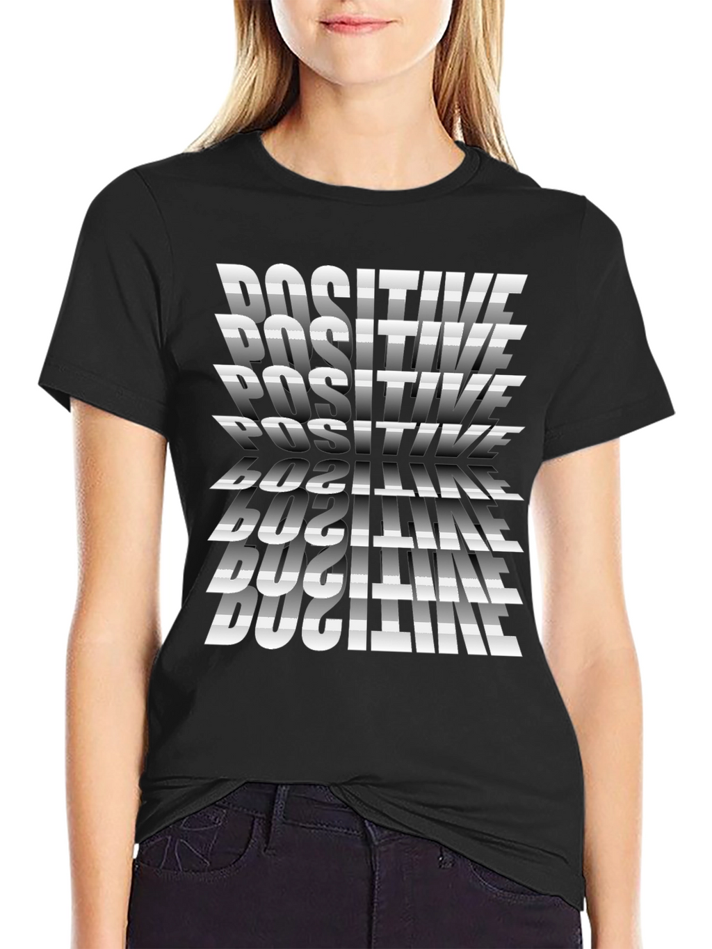 Positive Graphic Print Tee - Stylish Black T-Shirt