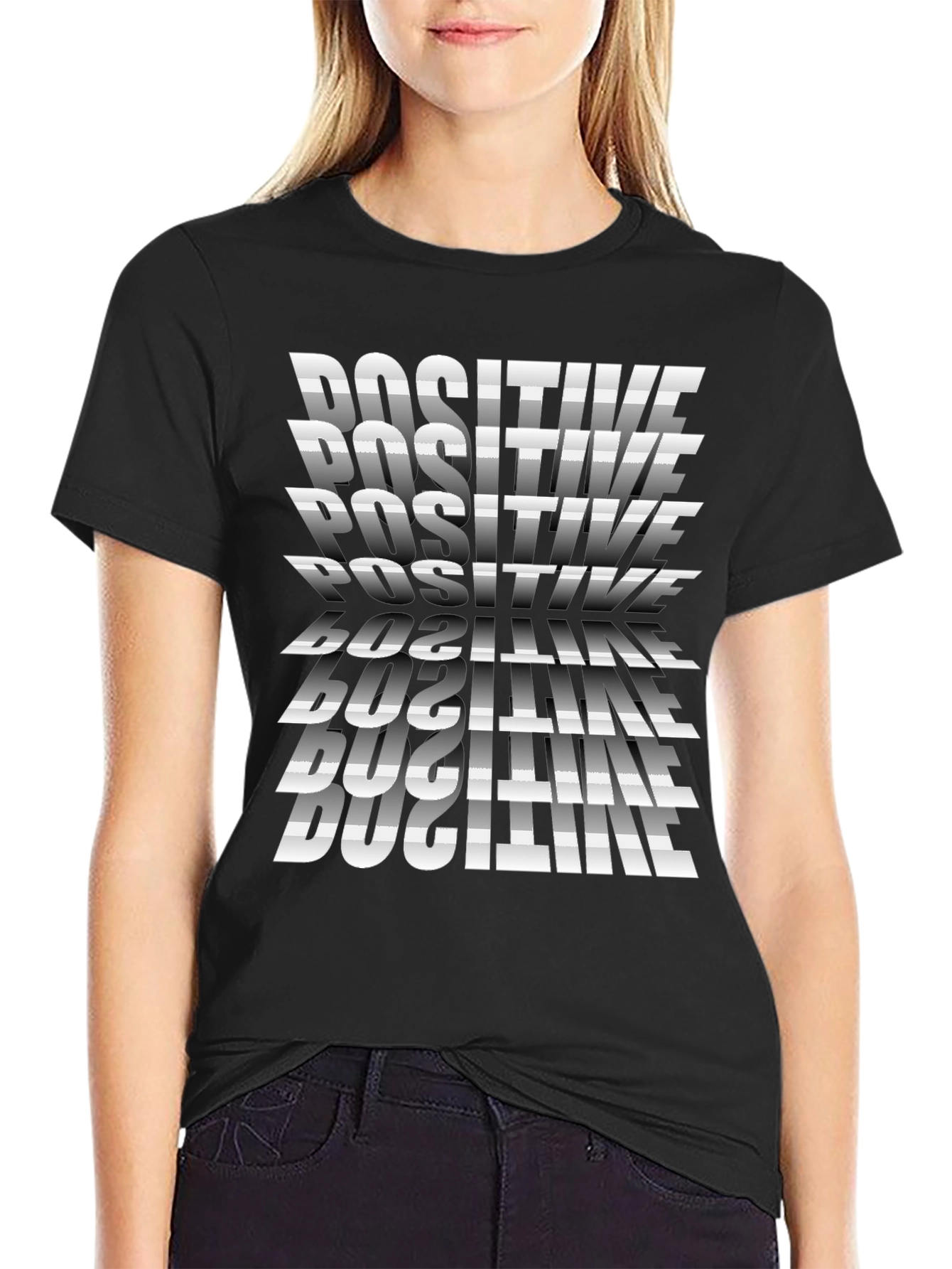 Positive Graphic Print Tee - Stylish Black T-Shirt