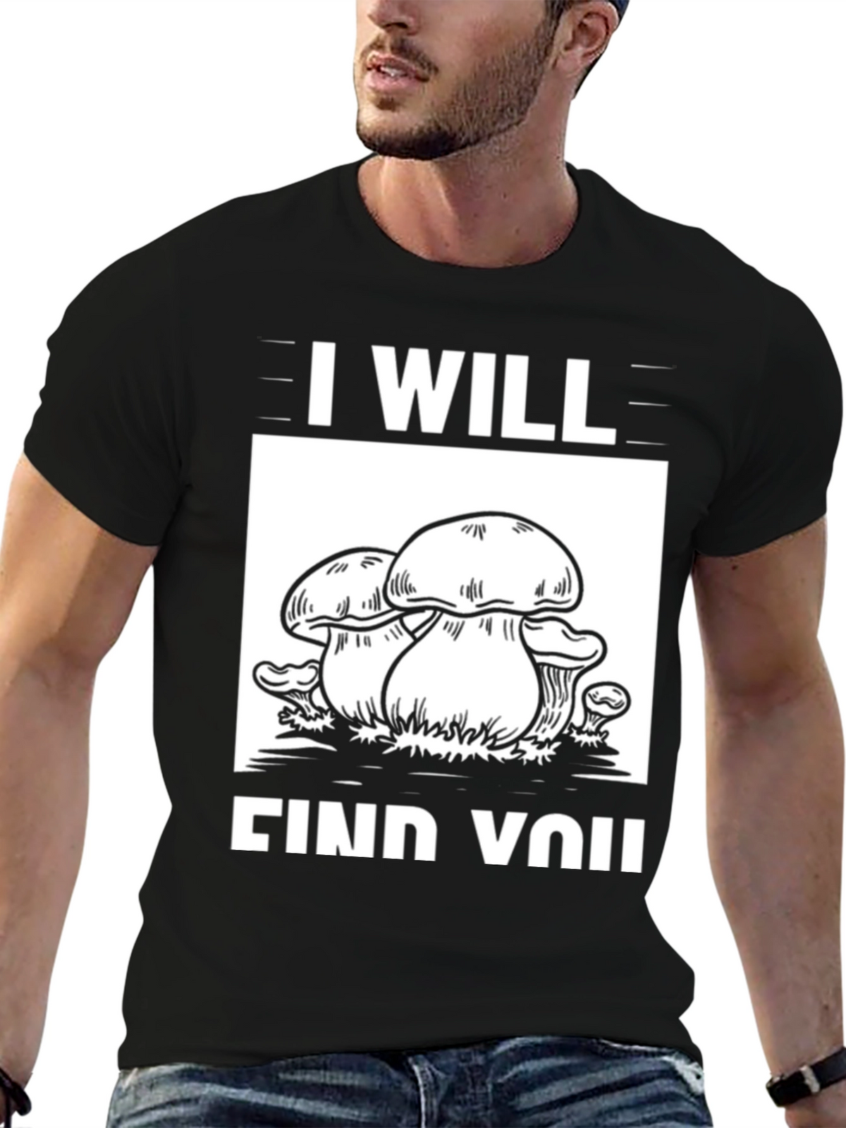 I Will Find You Mushroom Graphic Tee - Black