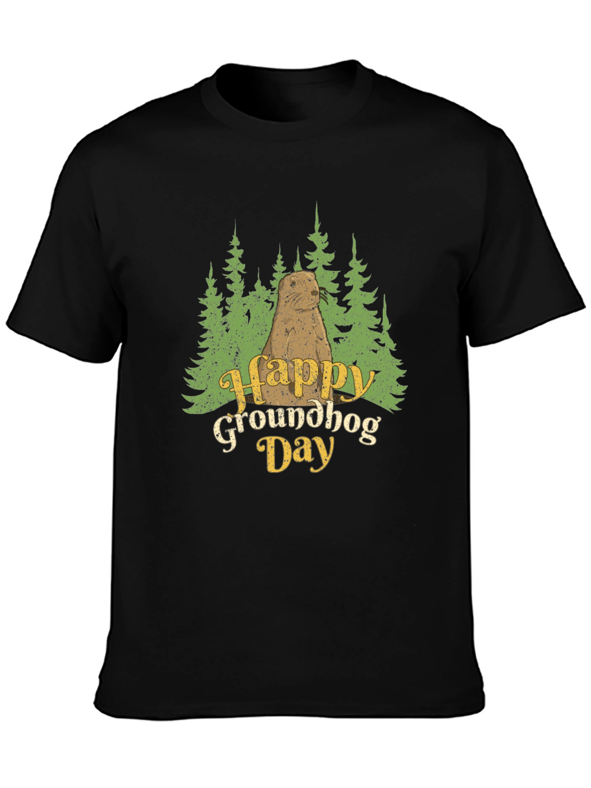 Happy Groundhog Day Graphic Tee - Black