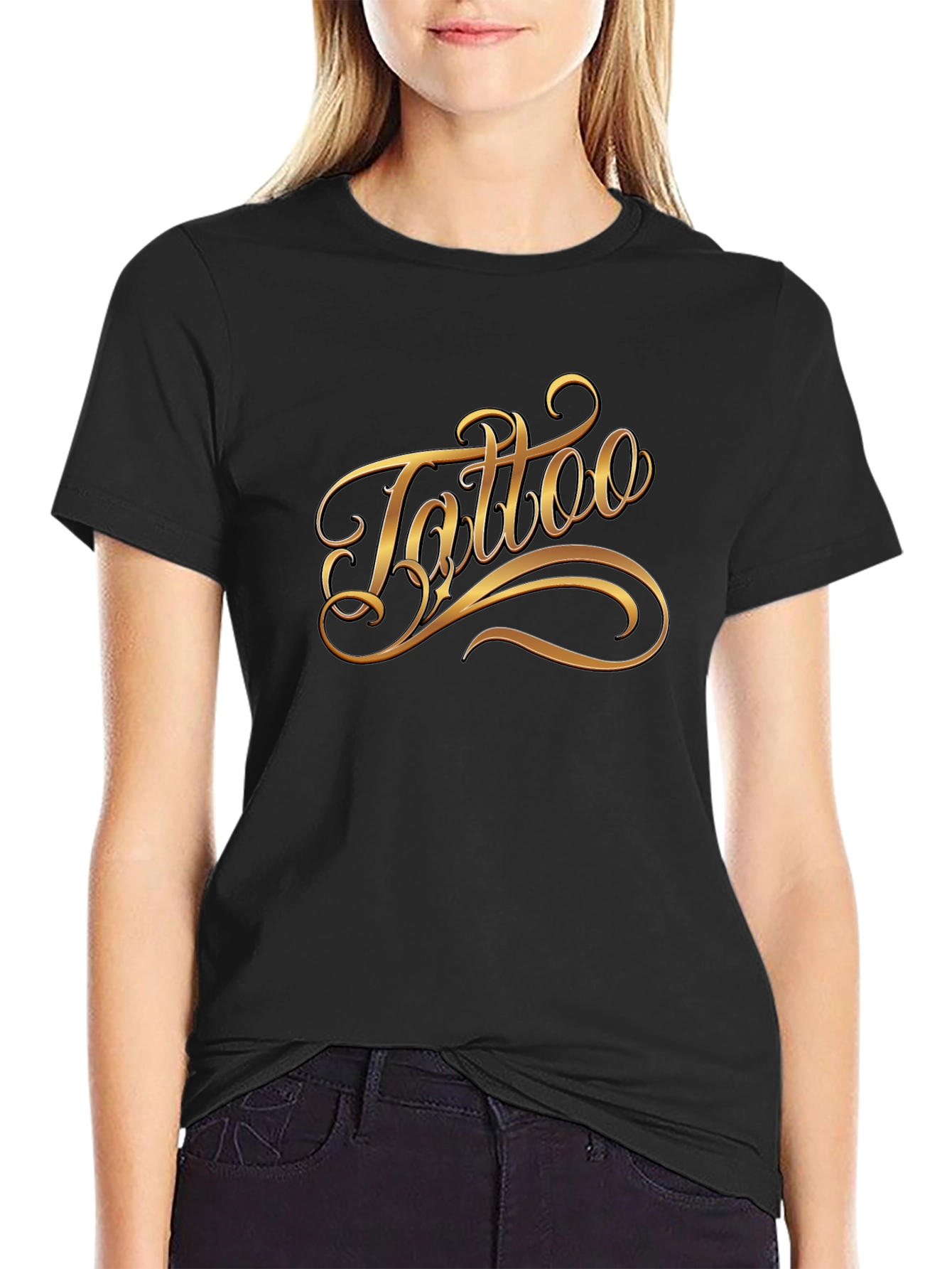 Tattoo Script Graphic Black T-Shirt