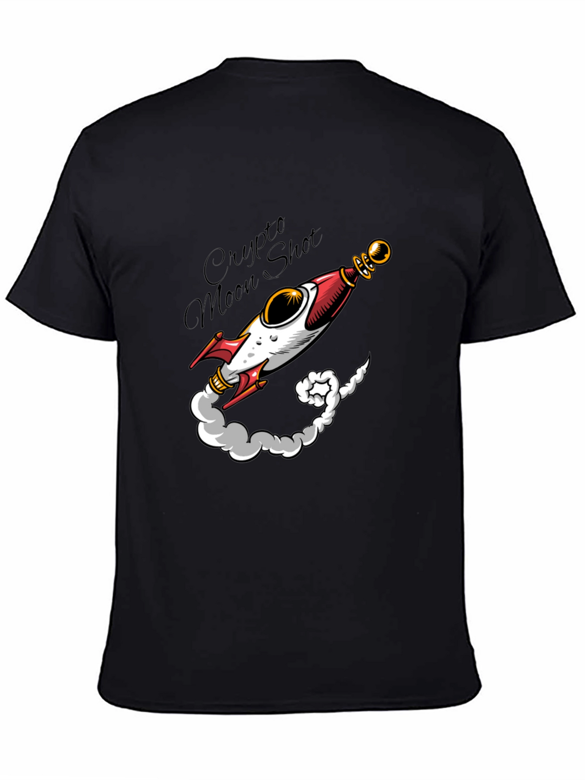 Crypto Moon Shot T-Shirt - Black Rocket Design
