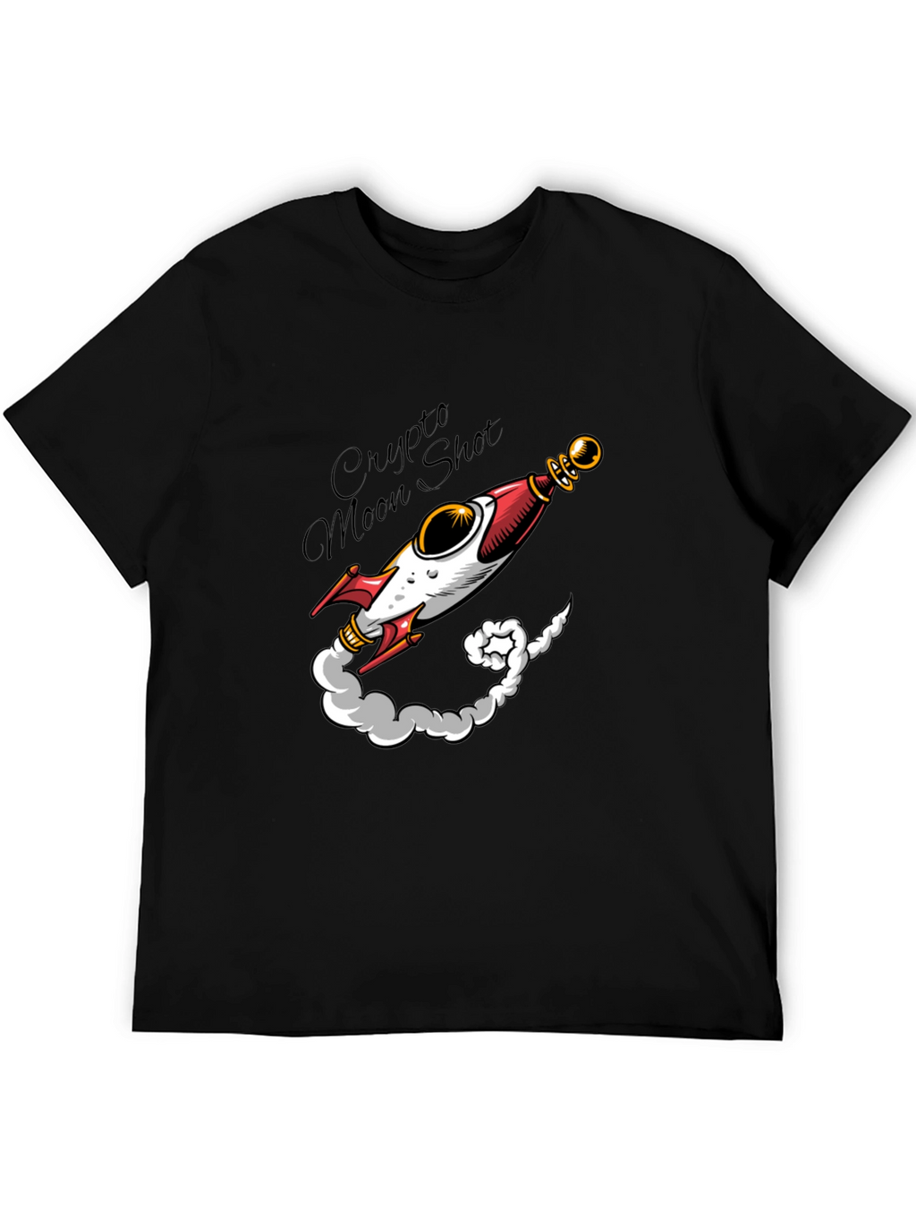 Crypto Moon Shot T-Shirt - Black Rocket Design