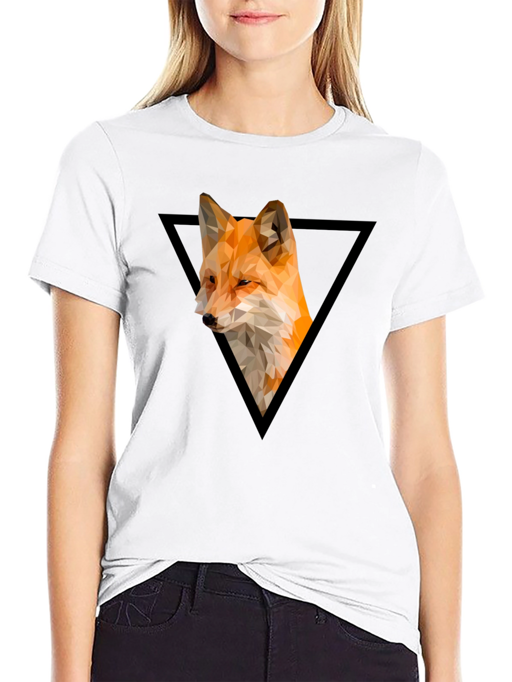 Geometric Fox Graphic Tee - Modern Triangle Design