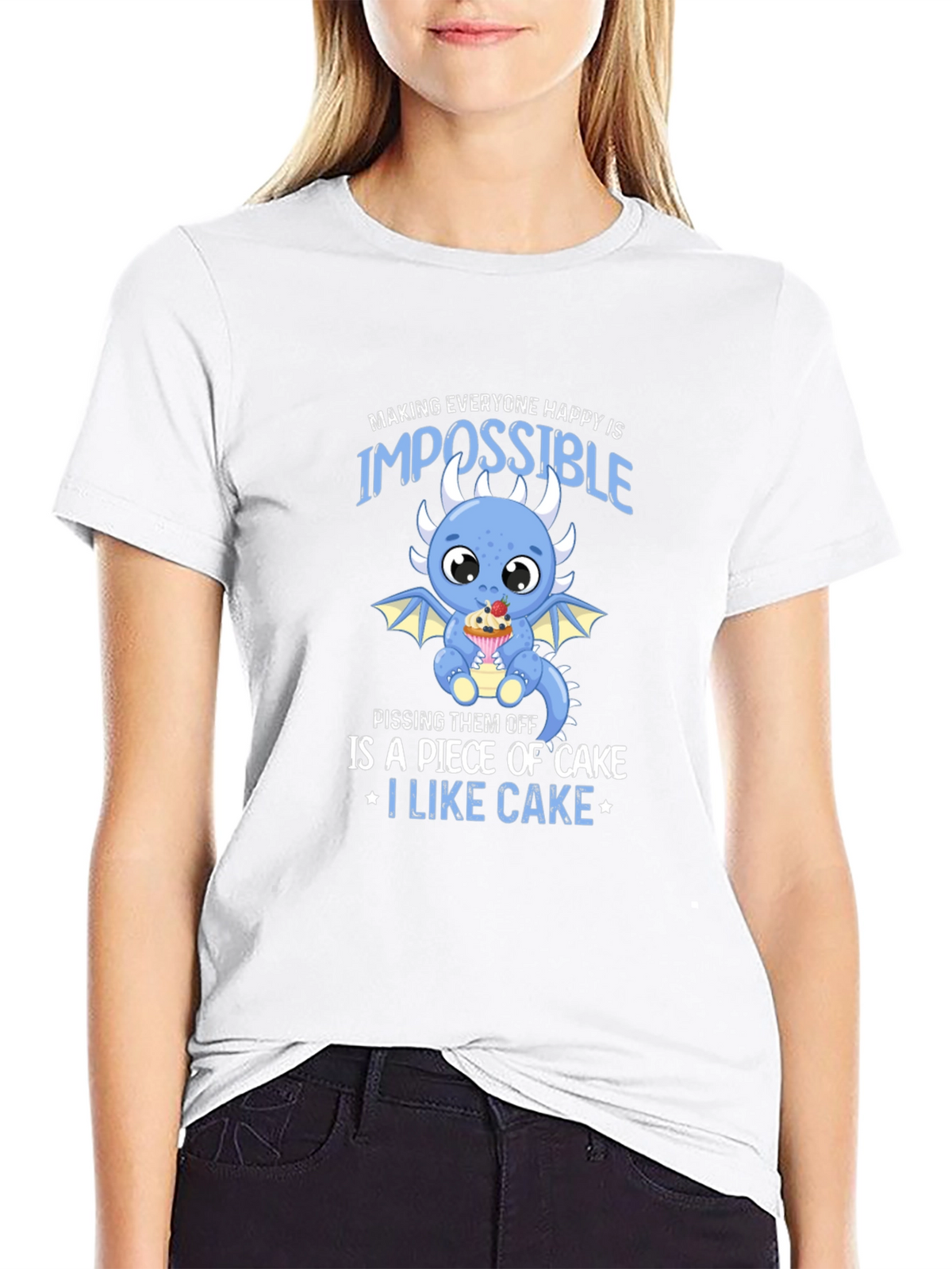 Cake Loving Dragon Graphic T-Shirt