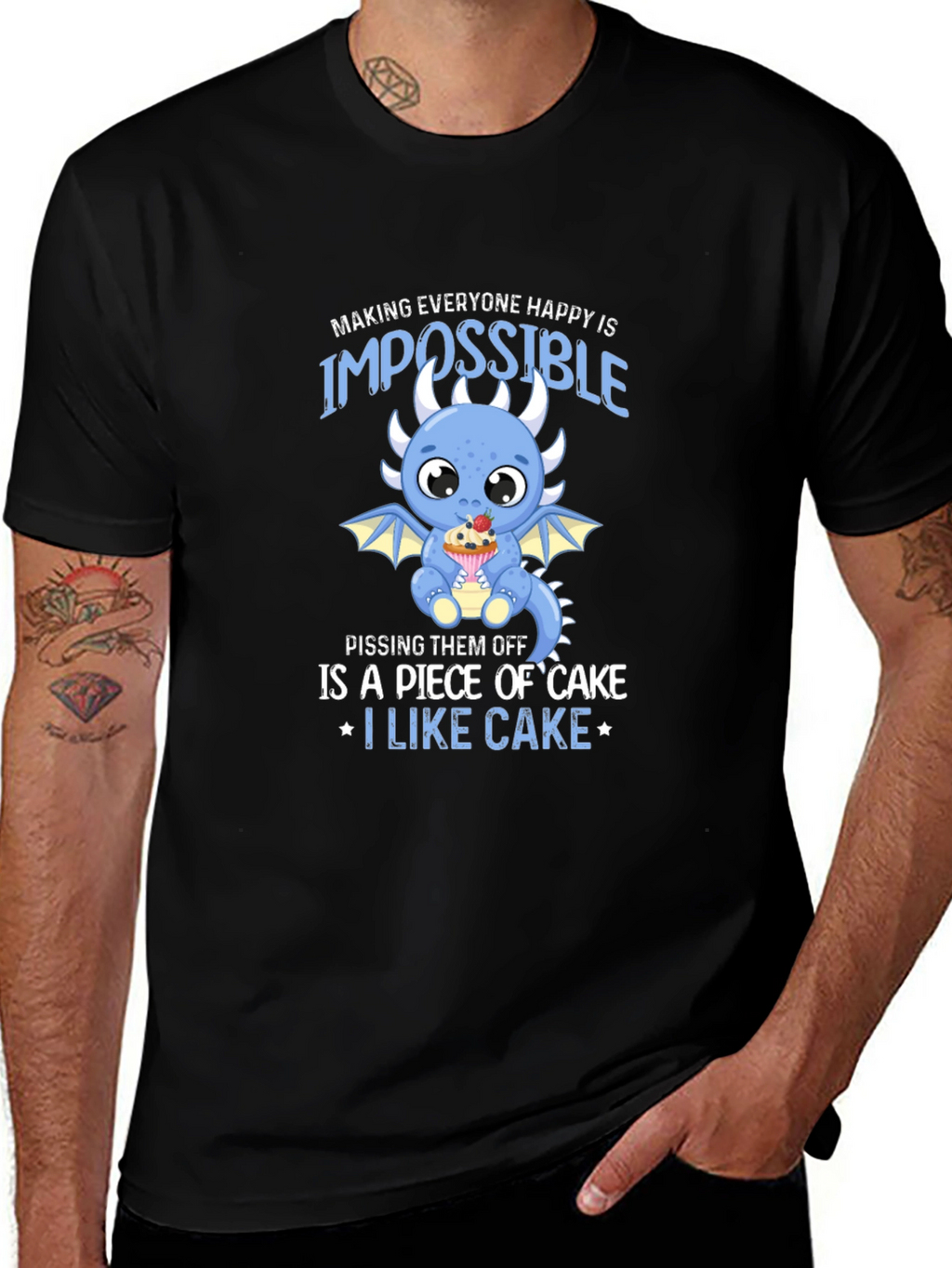 Cake Loving Dragon Graphic T-Shirt