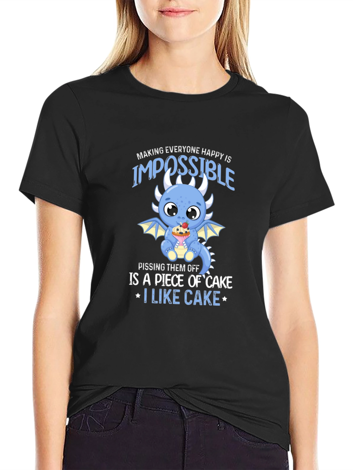 Cake Loving Dragon Graphic T-Shirt