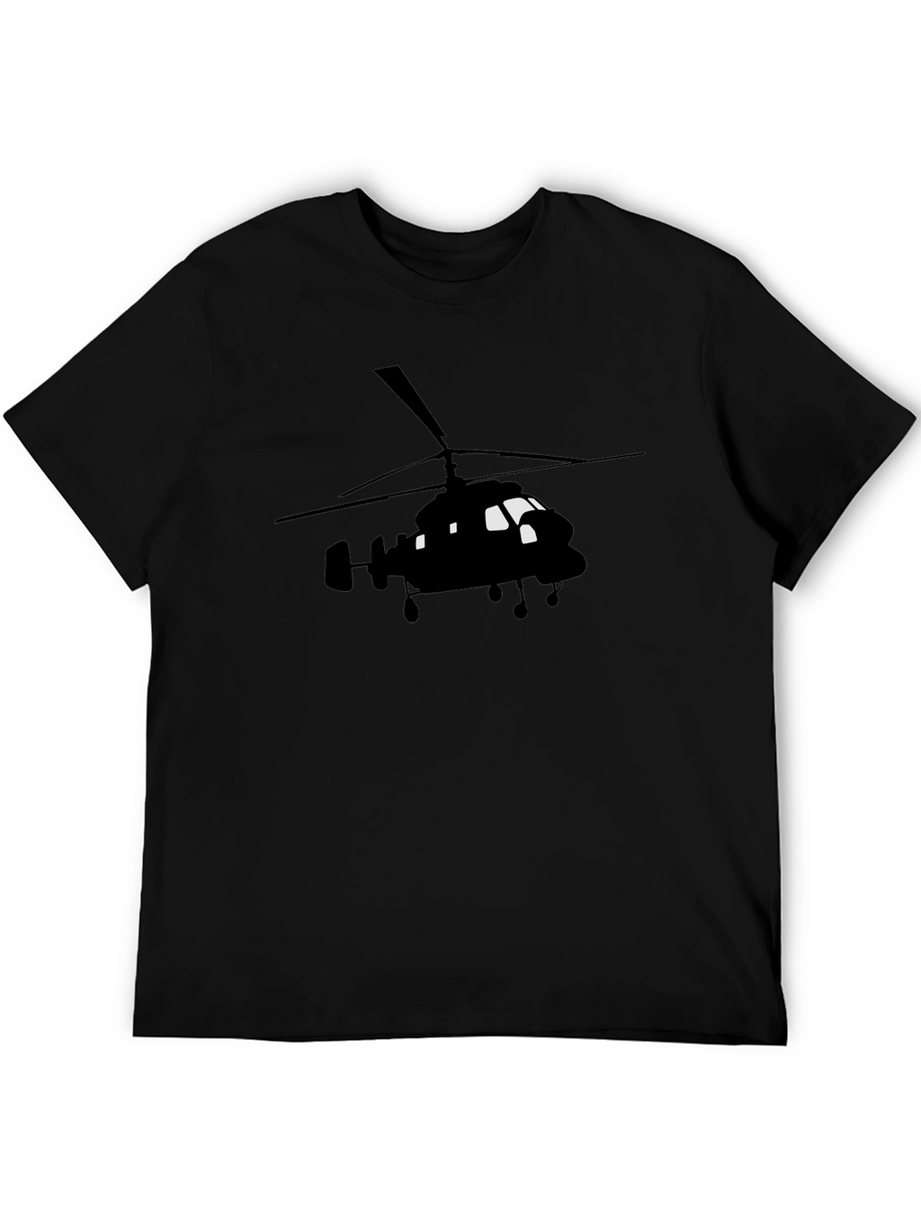 Black Helicopter Graphic Tee - Aviation Enthusiast Shirt
