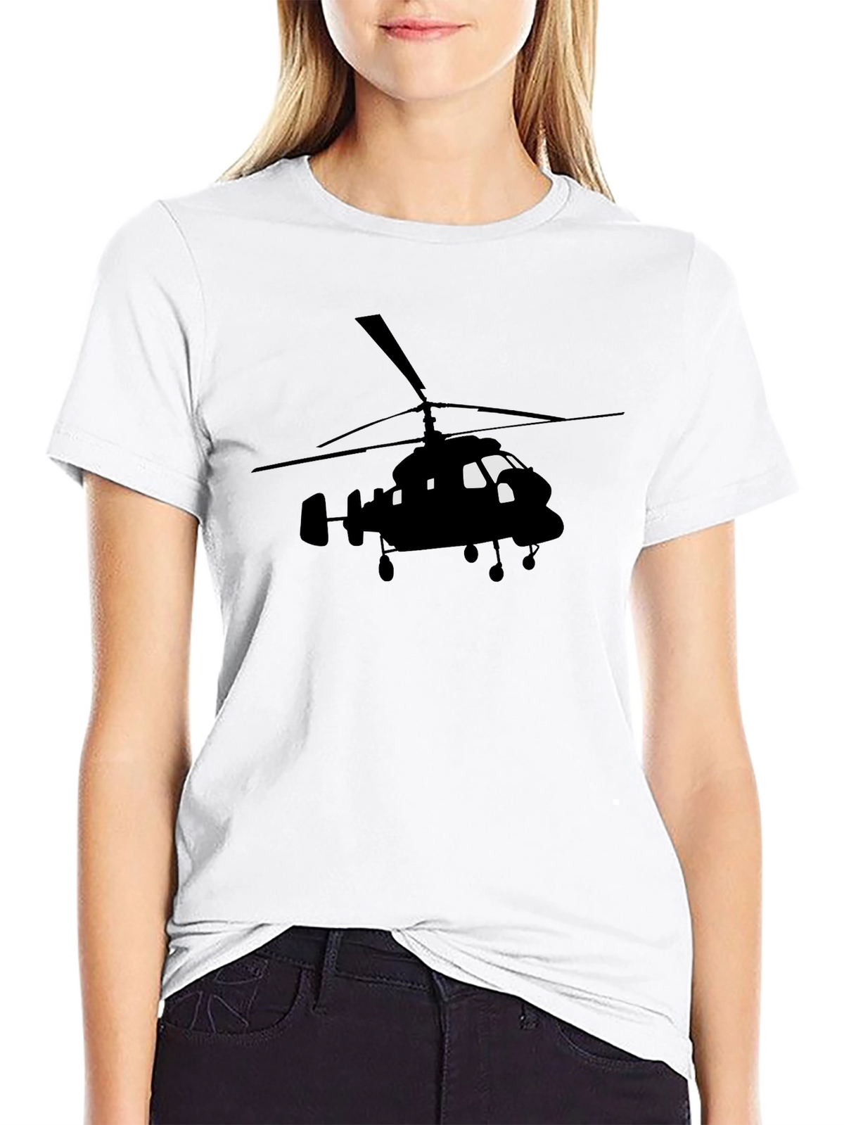 Black Helicopter Graphic Tee - Aviation Enthusiast Shirt