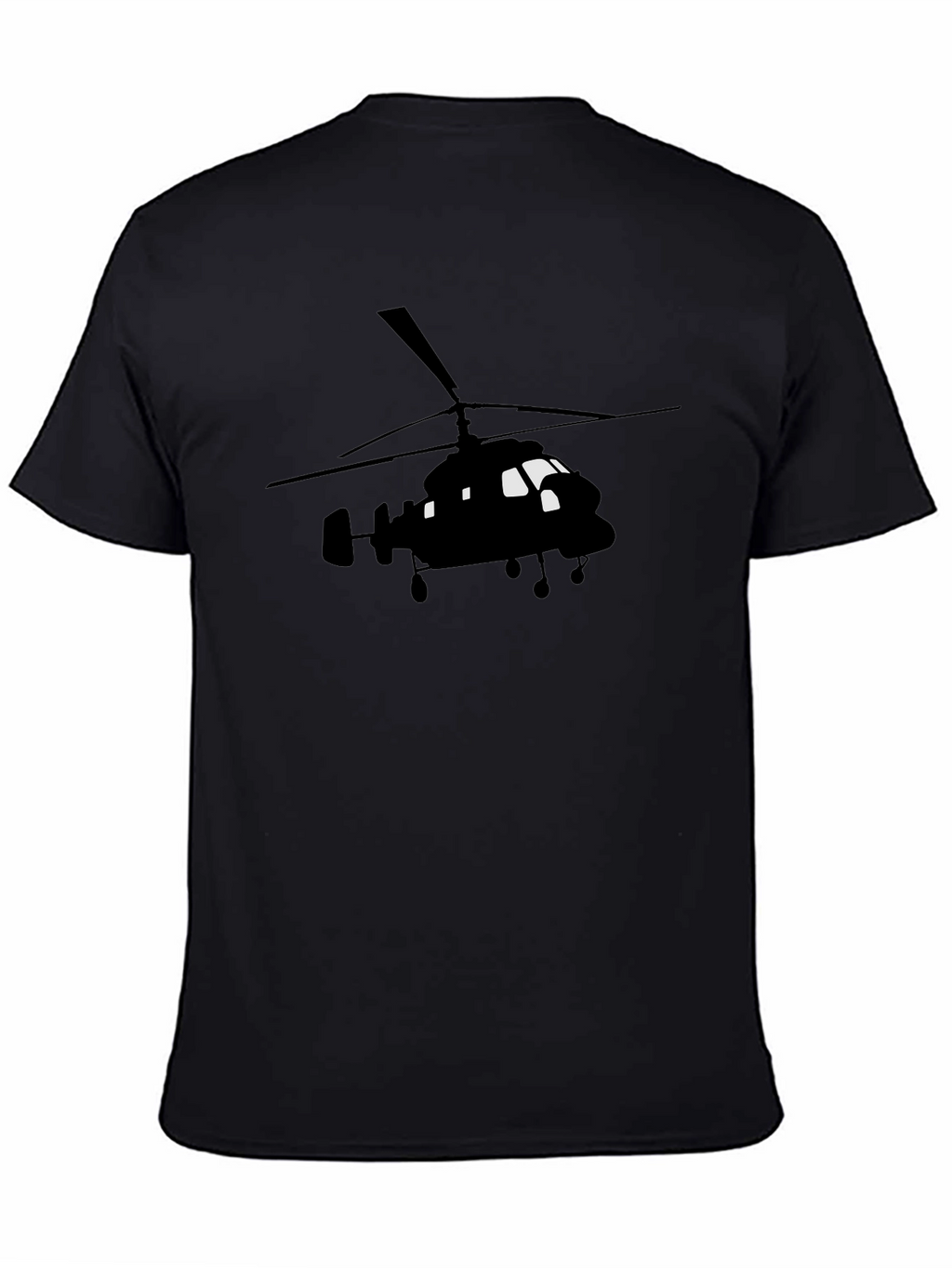 Black Helicopter Graphic Tee - Aviation Enthusiast Shirt